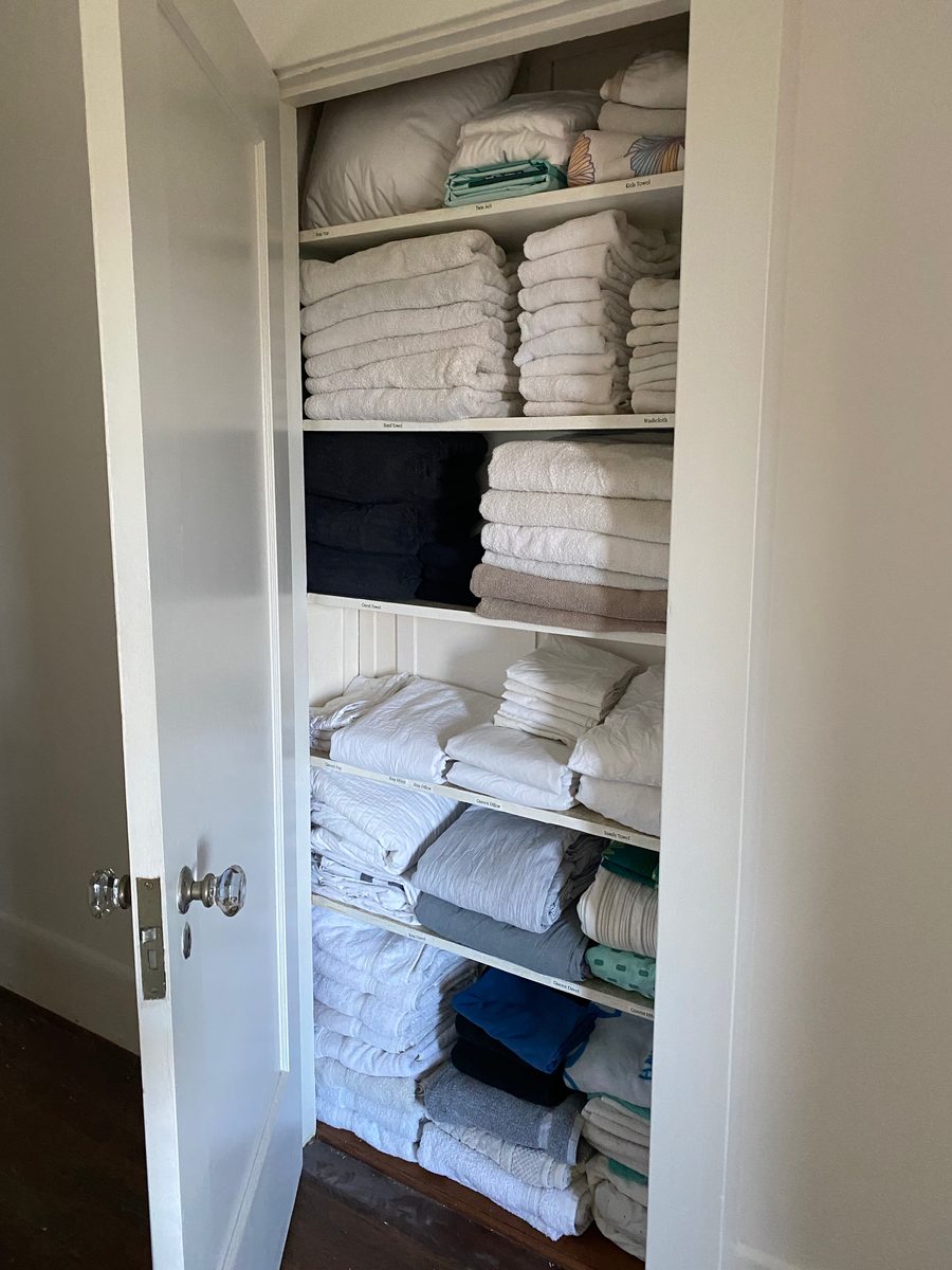 Organized linen closet